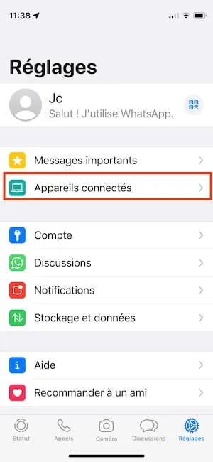 whatsapp mac iphone appareils connectes