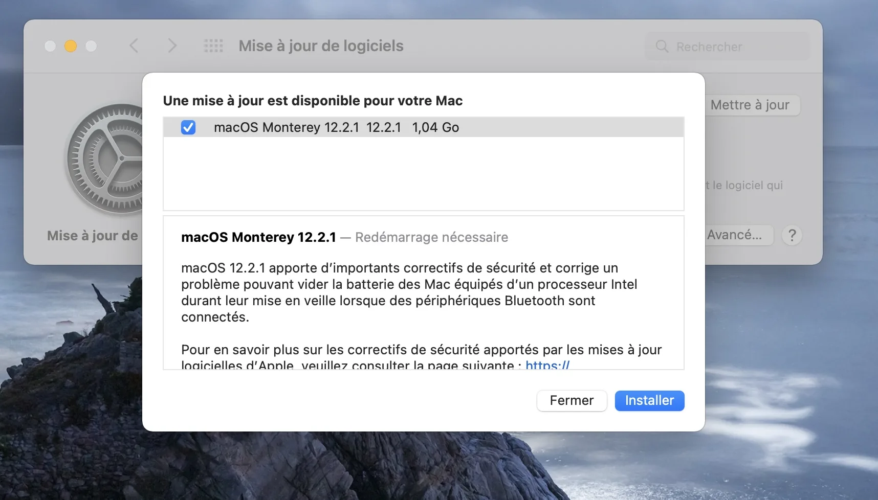 Télécharger macOS Monterey 12.2.1 pour Mac en version finale 2 Monterey 12.2.1. correctif batterie bluetooth