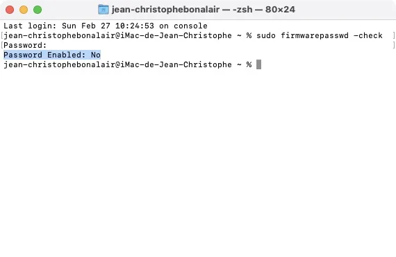 Supprimer le mot de passe du programme interne Mac