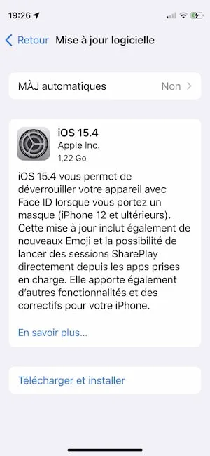 Telecharger iOS 15.4 pour iPhone