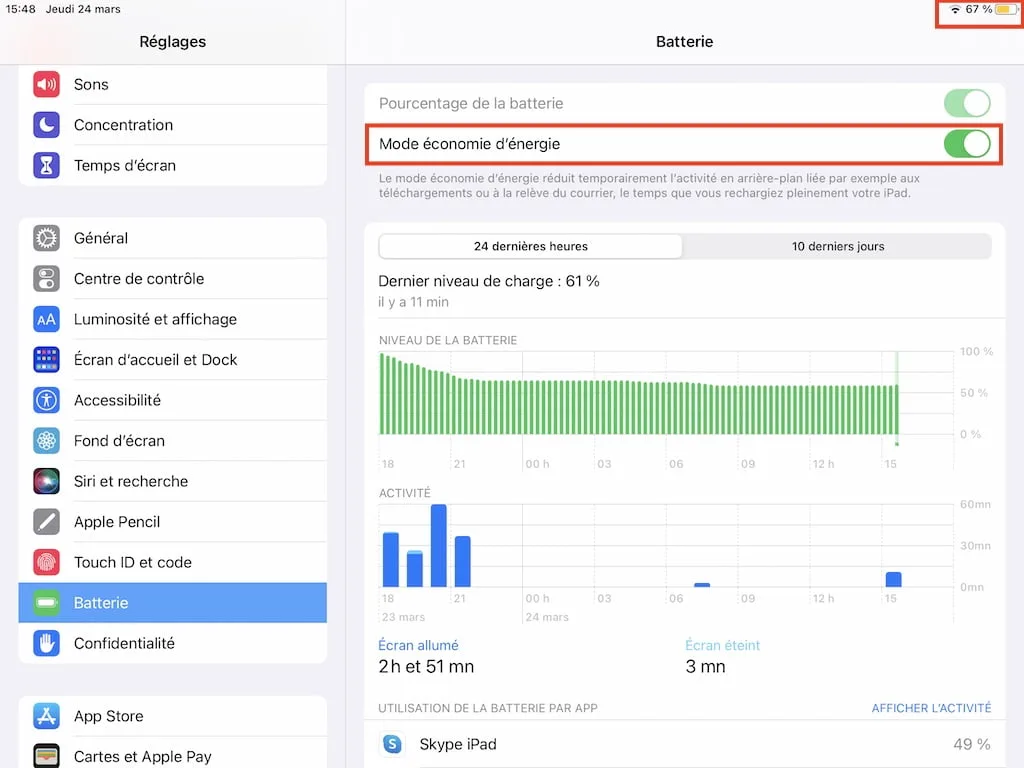 mode economie energie ipad comment faire