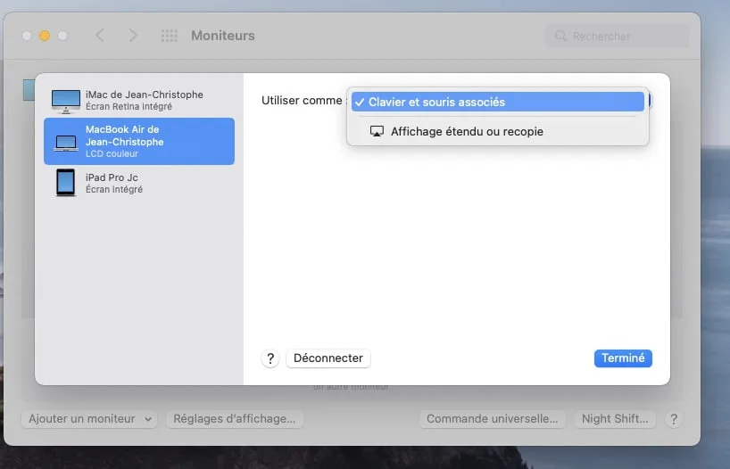 reglages d affichage commande universelle mac