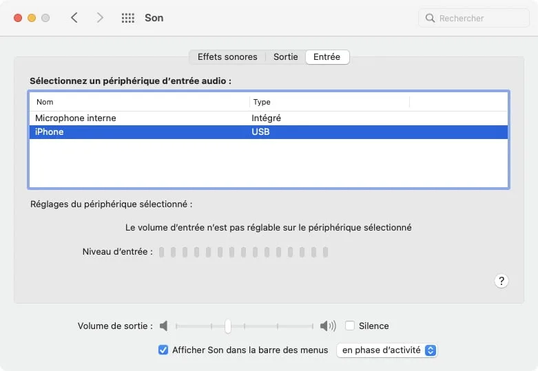 Utiliser son iPhone comme micro sur Mac (Audacity, WavePad, Sound Studio GarageBand...) 5 definir iphone comme peripherique audio macos monterey