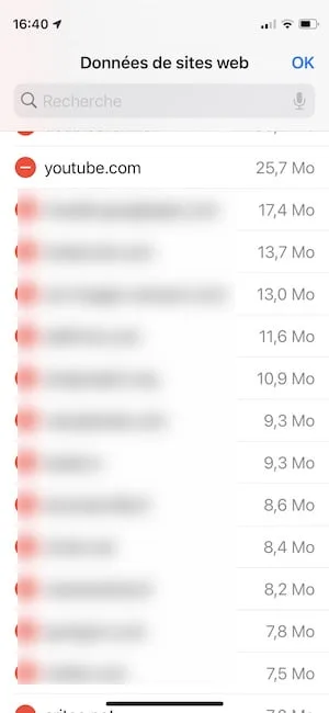 effacer donnees specifiques site web safari iphone ipad
