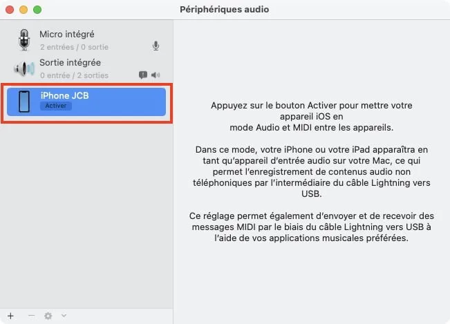 Utiliser son iPhone comme micro sur Mac (Audacity, WavePad, Sound Studio GarageBand...) 2 utiliser iphone comme micro sous macos