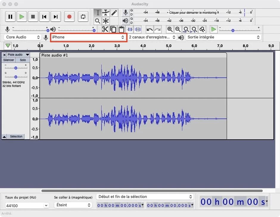 Utiliser son iPhone comme micro sur Mac (Audacity, WavePad, Sound Studio GarageBand...) 10 utiliser iphone en tant que micro avec Audacity