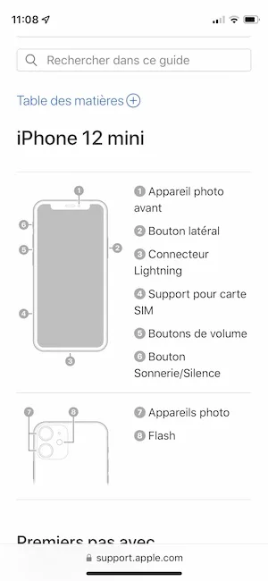 description boutons iphone