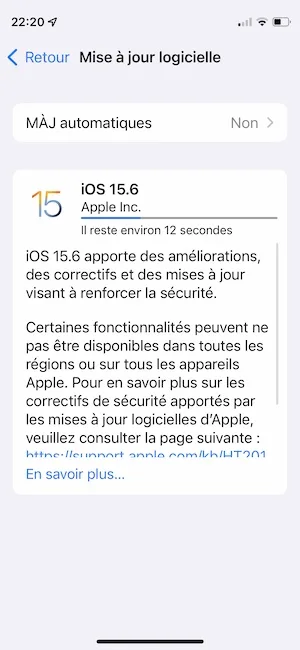 telecharger et installer ios 15.6
