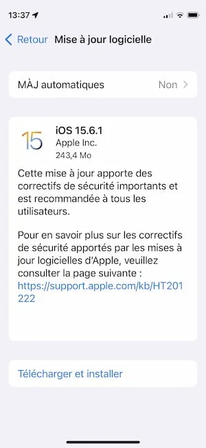 Telecharger iOS 15.6.1