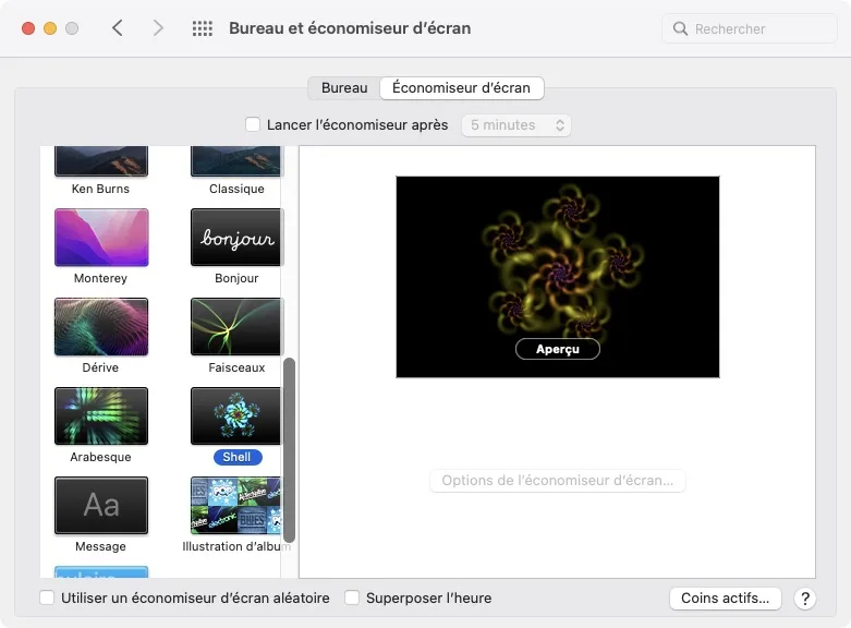 Utiliser un économiseur d'écran sur Mac 3 activer ecran de veille macos