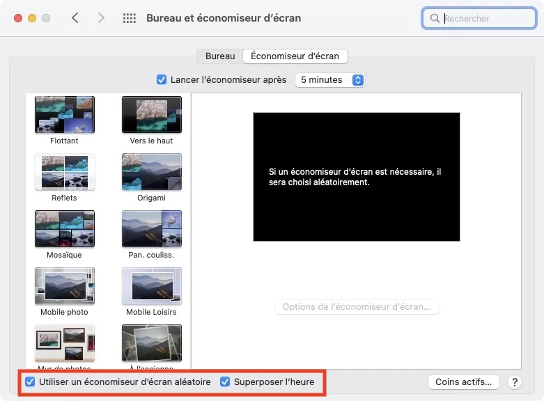 Utiliser un économiseur d'écran sur Mac 5 utiliser economiseur d ecran aleatoire mac