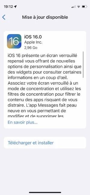 ios 16 telecharger et installer