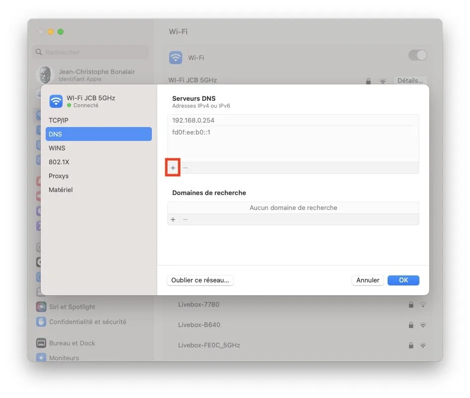 changer les DNS sur macos Ventura
