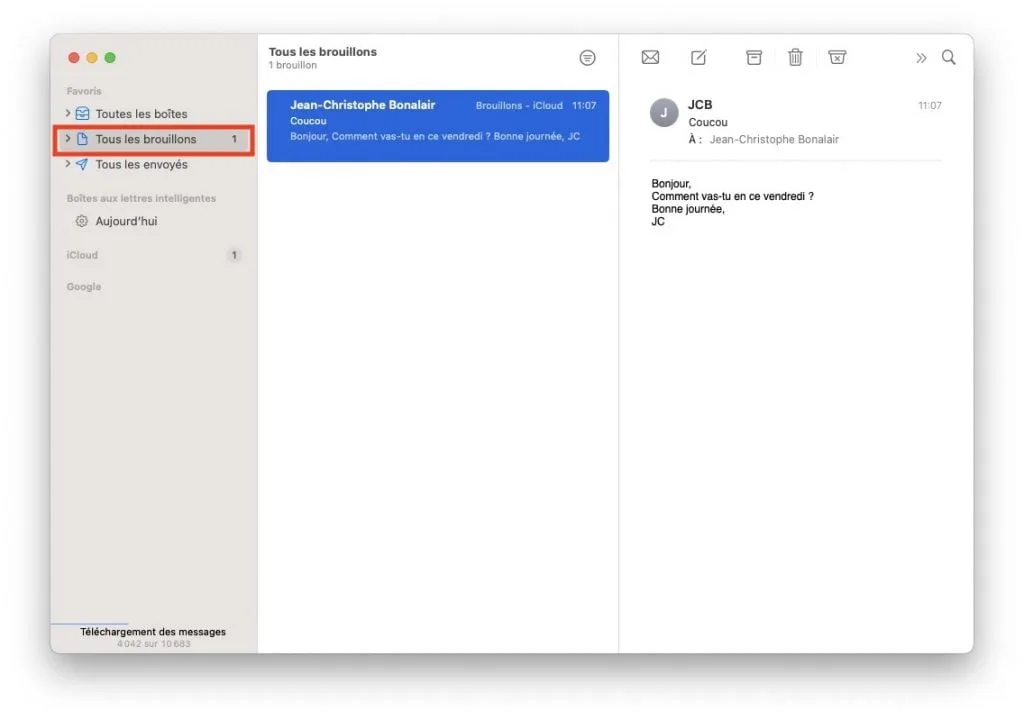 ou se trouve le mail annule sur apple mail