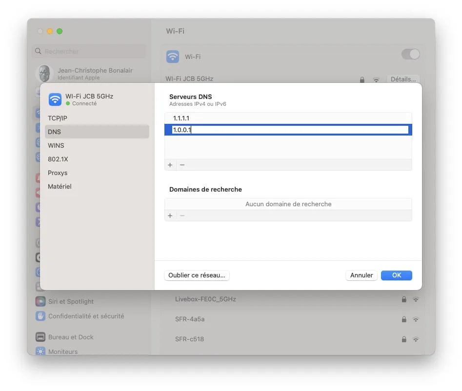 tutoriel DNS macos Ventura 13