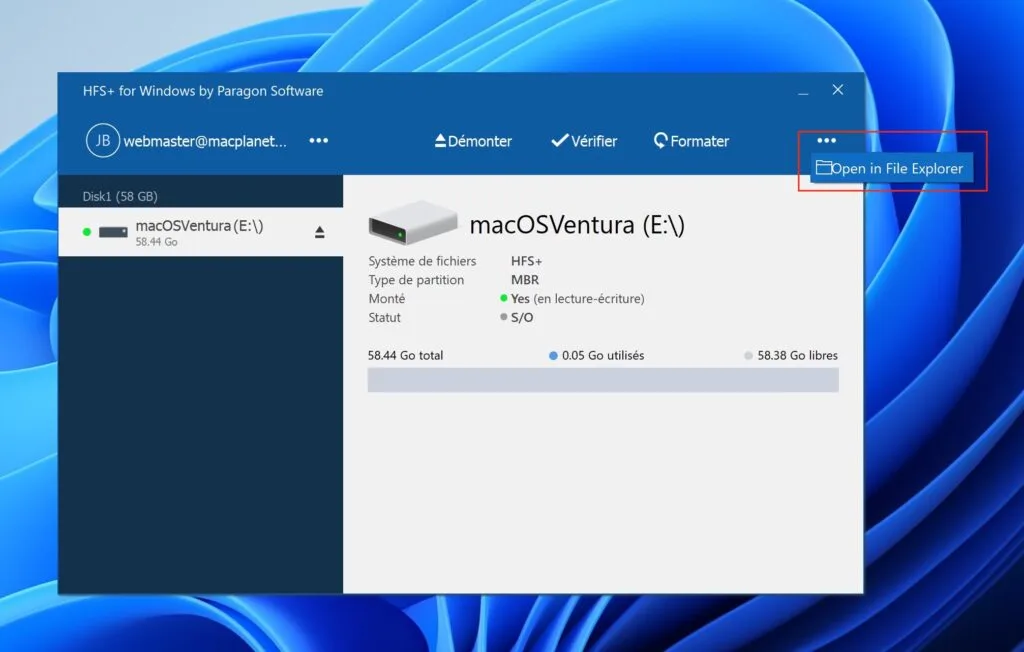 HFS+ for windows cle usb mac lecture ecriture