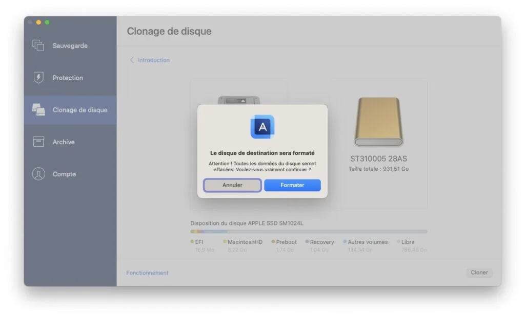 macOS Ventura copie disk to disk