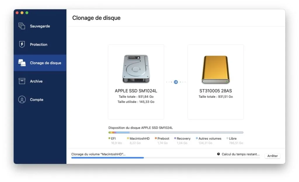 macos ventura 13.0 clonage disque