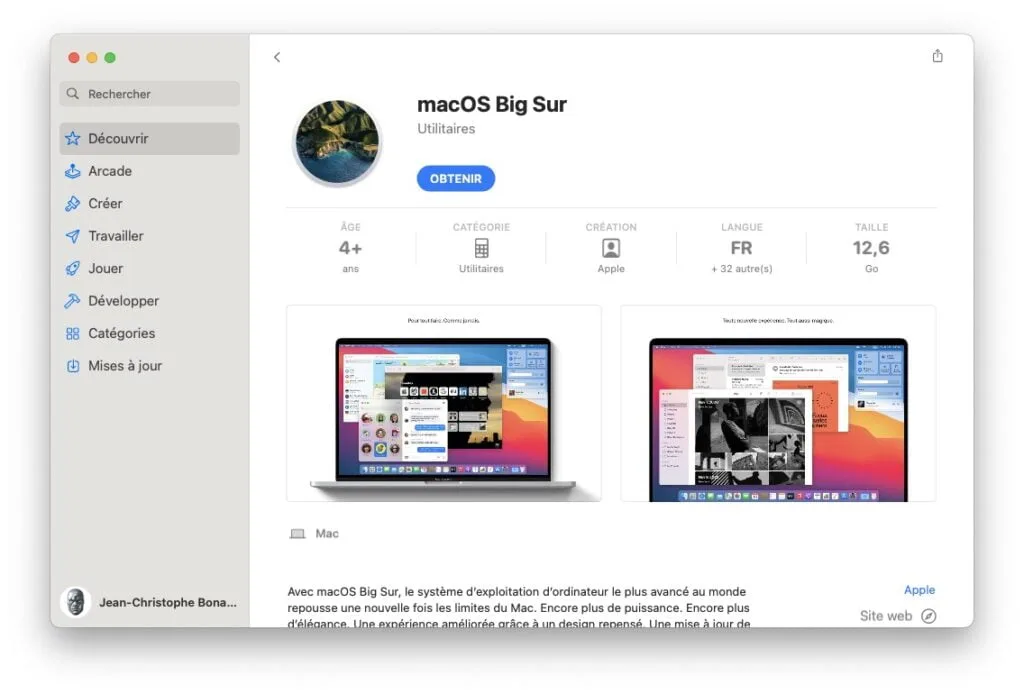 Telecharger macOS Big Sur 11.x depuis le Mac App Store