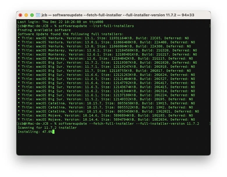 big sur download terminal