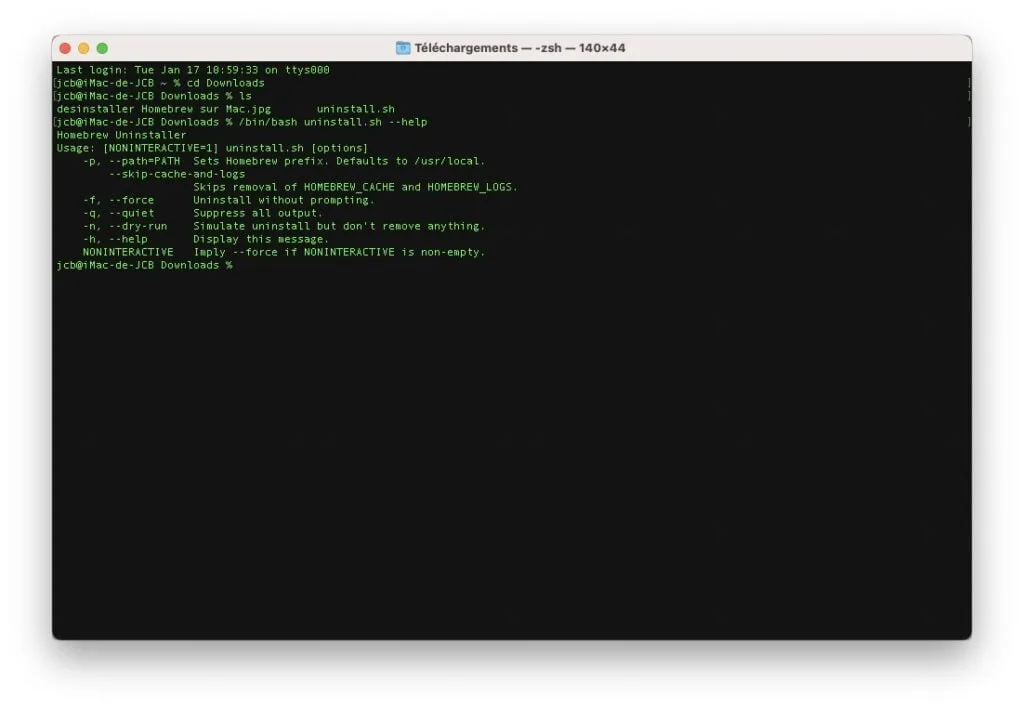uninstall homebrew mac script