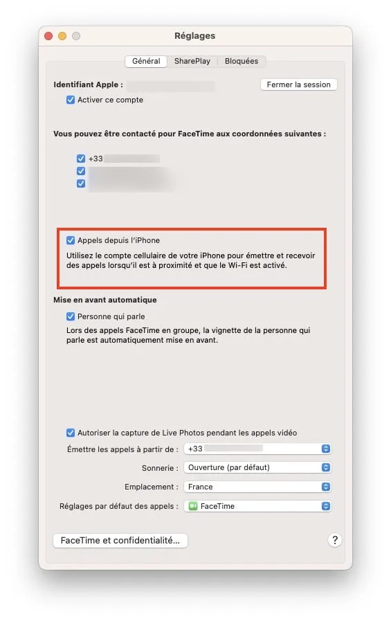 Configurer un iPhone et FaceTime sur Mac