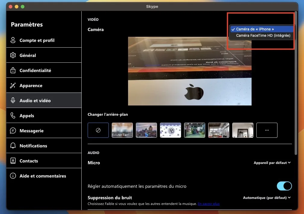 Utiliser son iPhone comme une webcam sur Mac avec SKype