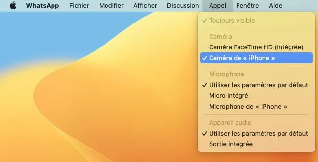 Utiliser son iPhone comme une webcam sur Mac avec Whatsapp