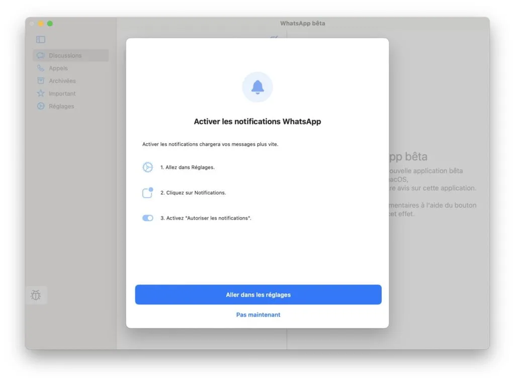 activer notifications WhatsApp Mac Apple Silicon