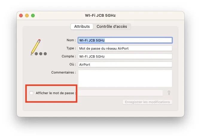 afficher le mot de passe wifi de son mac