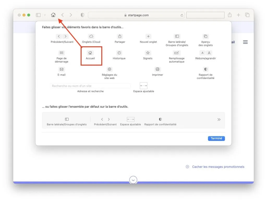 ajouter icone page d accueil sur safari mac