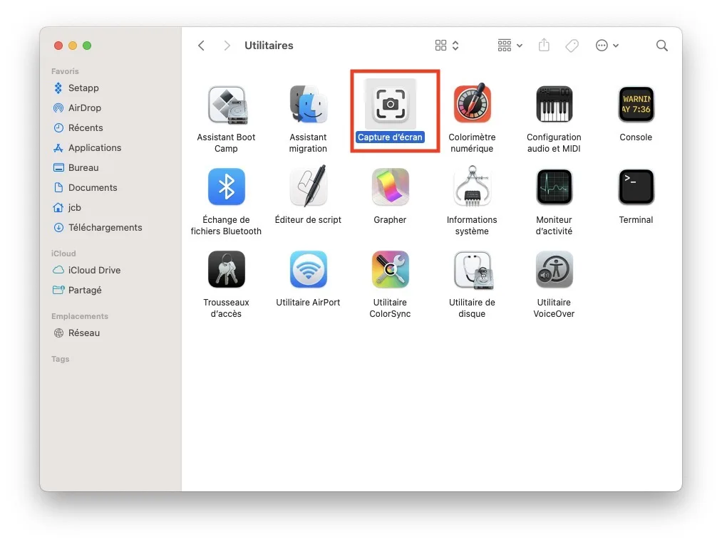 capture d ecran mac changer destination des fichiers