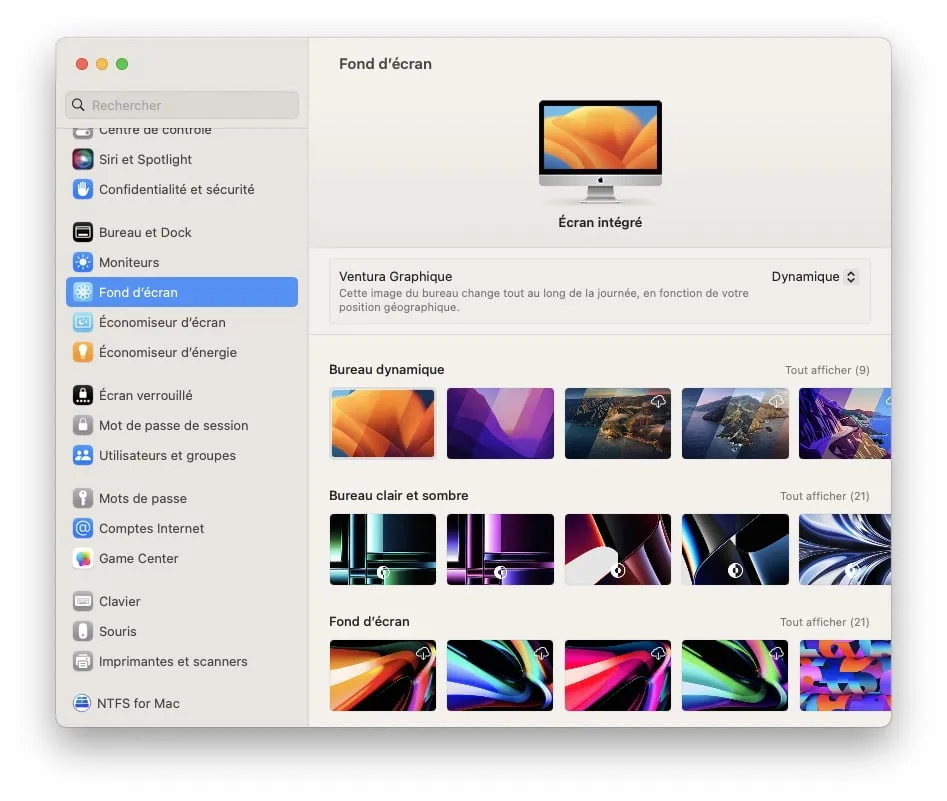 changer fond decran ventura