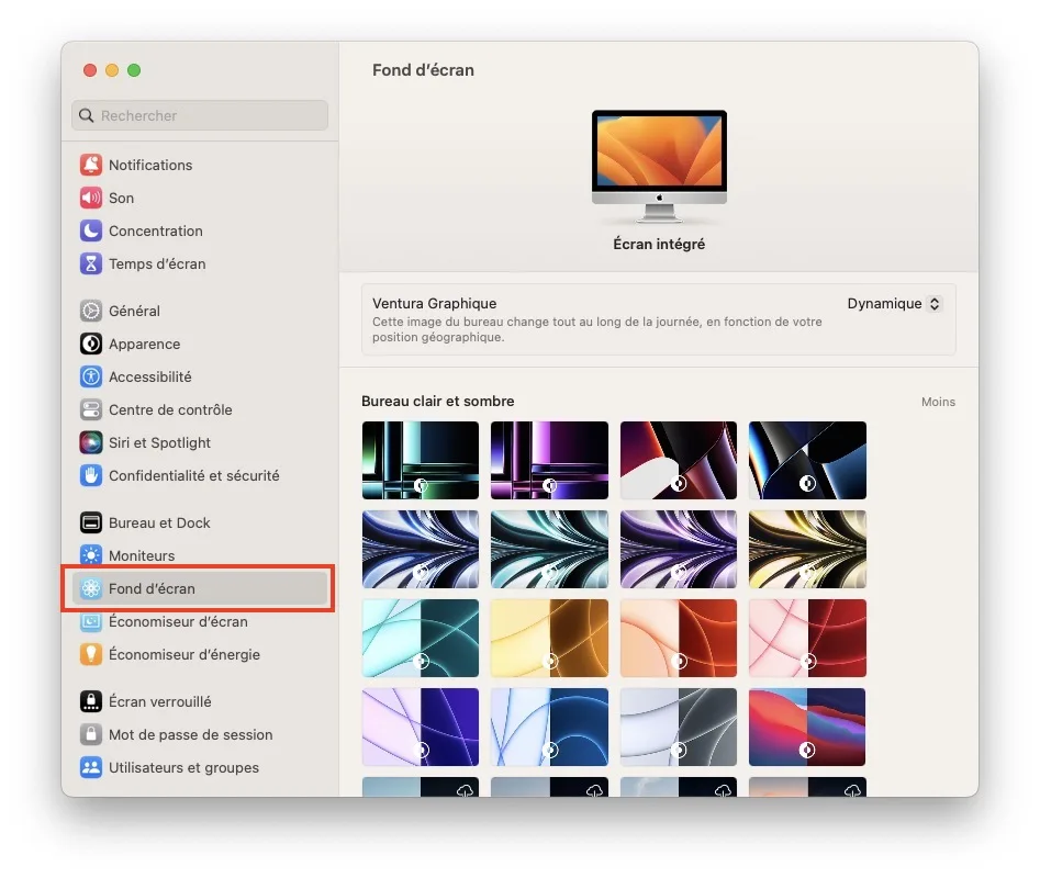 choisir fond ecran ventura