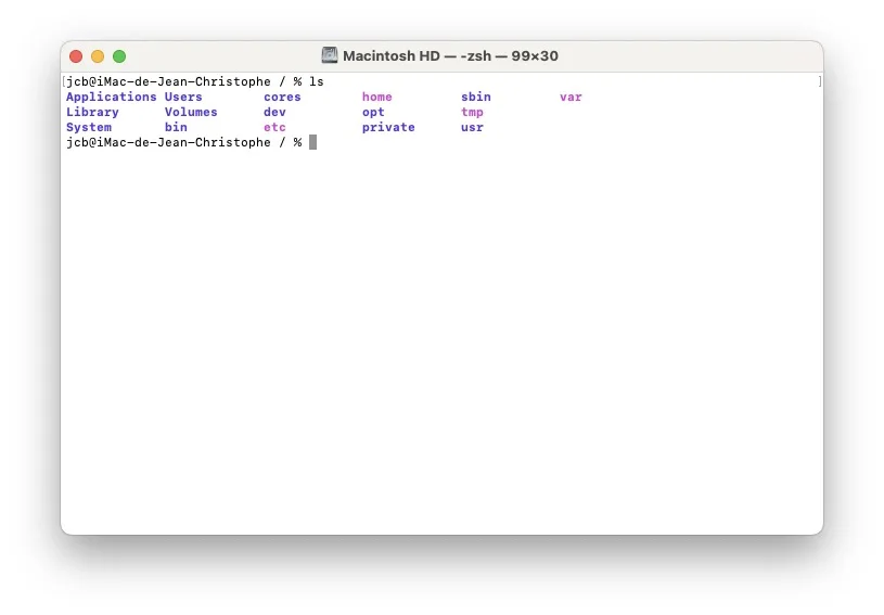 commande ls mac par defaut sans tri