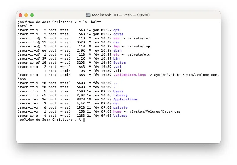 ls -haltr terminal mac