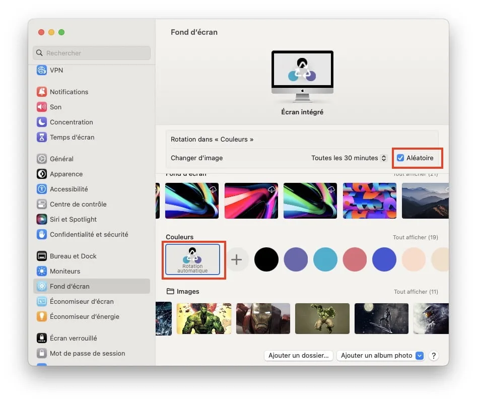 rotation automatique fond d ecran aleatoire