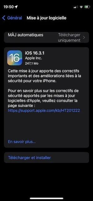 telecharger ios 16.3.1 iphone