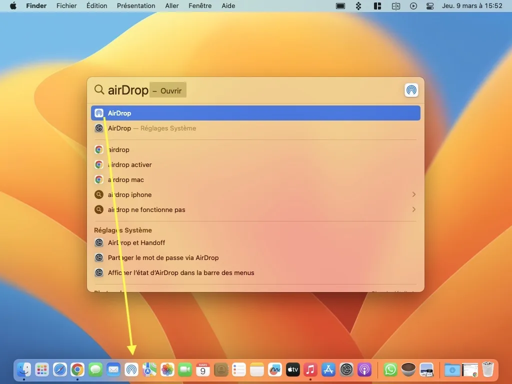 Ajouter icone AirDrop dans le Dock du mac