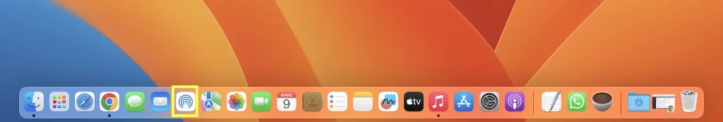 airdrop dans le dock