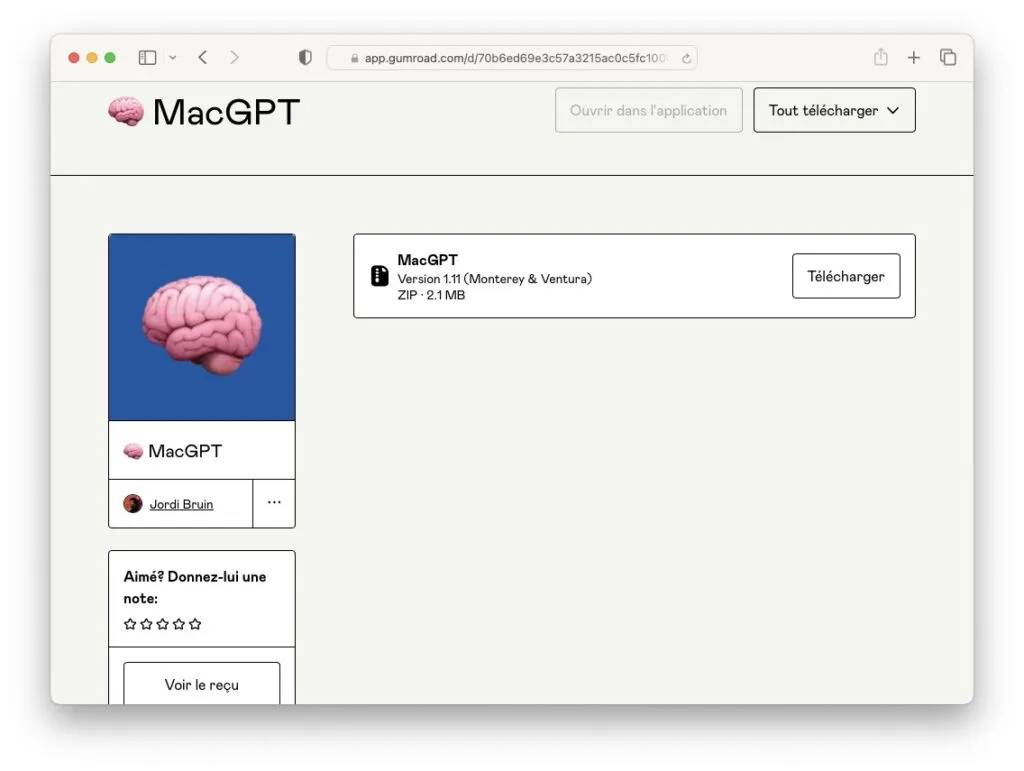 ajouter chatGPT barre de menus mac