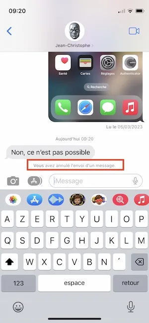 annuler envoi message phone
