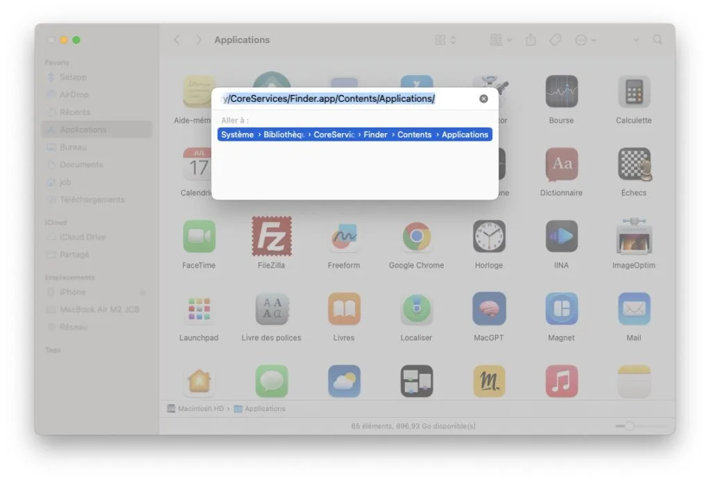 emplacement Airdrop sur mac