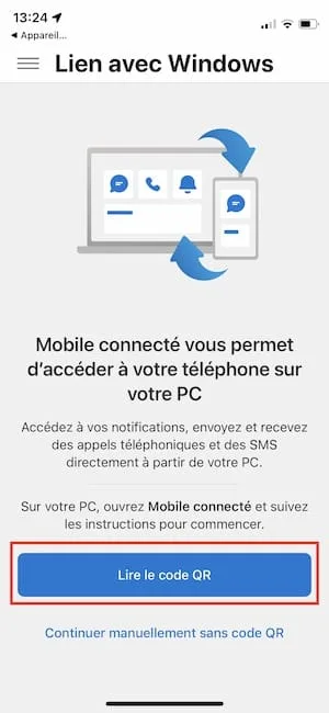 Application Lien avec Windows pour iPhone
