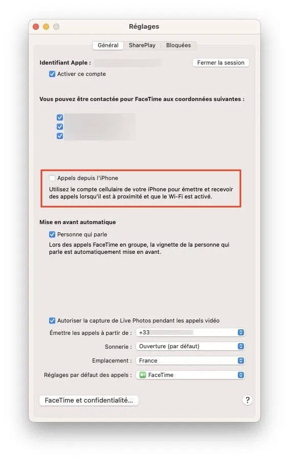 Comment desactiver les appels telephoniques sur Mac