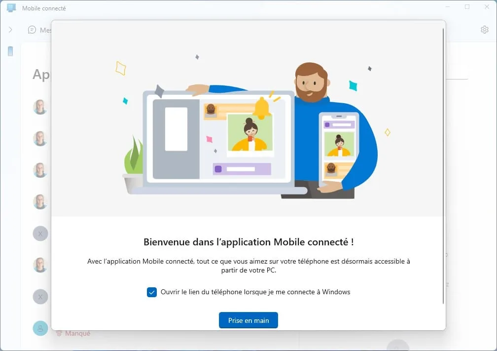 Ouvrir le lien du téléphone lorsque je me connecte à Windows