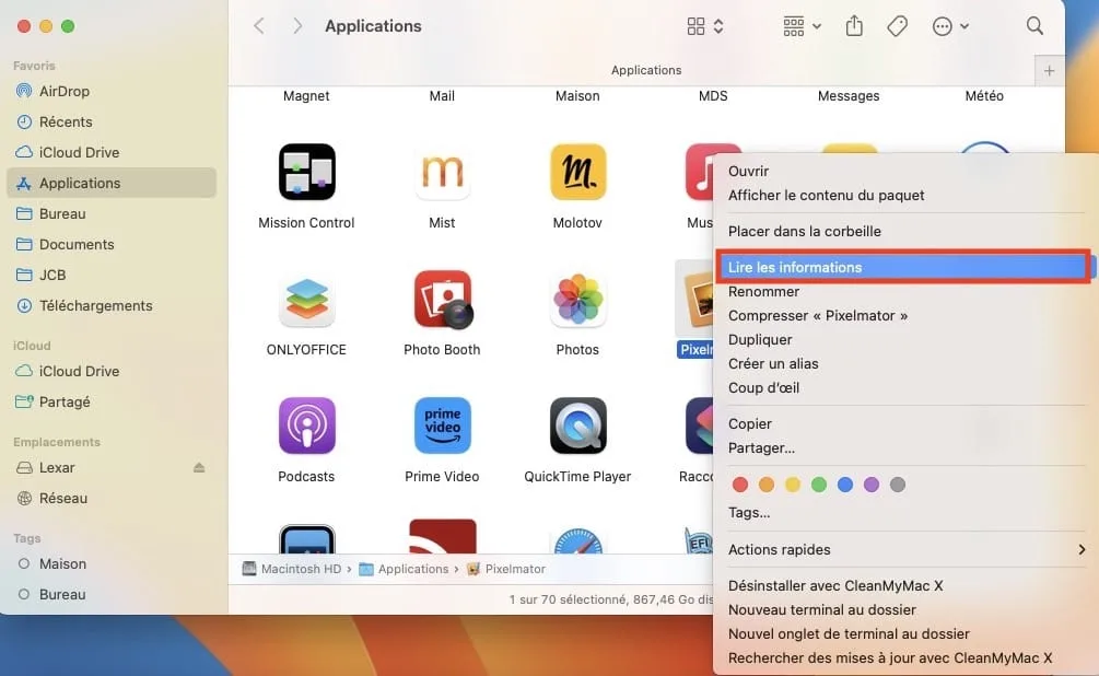 Verifier la version dune application sur Mac