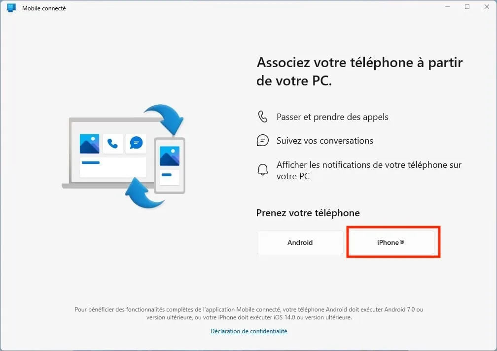 comment connecter son iPhone à Windows 11