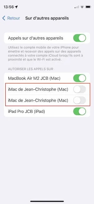 configurer appel facetime iphone pour appareils a proximite