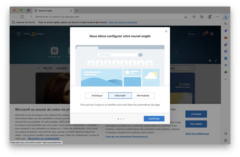configurer edge pour mac